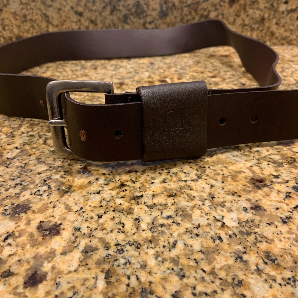 Calvin Klein CK Jeans Men’s XL Brown Leather Belt 1 1/2” Wide
